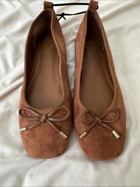 Marc Fisher Chestnut brown Suede Ballet Flats with Bow